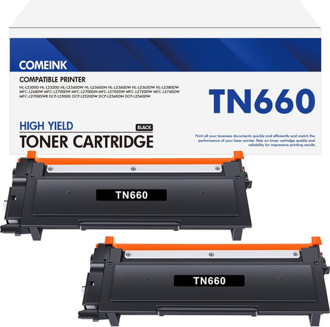 TN-660 High Yield Toner Cartridge: 2 Pack Black Compatible Toner Cartridge Replacement for Brother TN660 TN 660 HL-L2380DW HL-L2300D HL-L2340DW MFC-L2740DW MFC-L2700DW MFC L2700DW MFCL2700DW Printer