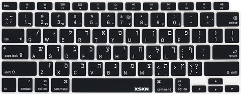 XSKN Israel Hebrew English Language Silicone Keyboard Cover Skin Compatible with 2020 New MacBook Air 13inch with Touch ID and M1 Chip A2337 A2179 Laptop Keyboard (US Layout, Black), LPK348HEBK