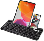 DeLUX Wireless Keyboard with Integrated Stand Cradle, BT5.0, Rechargeable, Scissor Switches - Compatible with Mac/Windows/Android. 100 Keys, for Laptop and Tablet. (K2212V-Black)