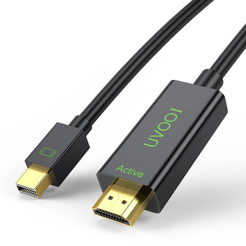 UVOOI Active Mini DisplayPort to HDMI 2.0 Adapter Cable 6 Feet, Mini DP to HDMI Active Cable Supporting Eyefinity Technology & 4K@60Hz, 1440P@144Hz Resolution-A2