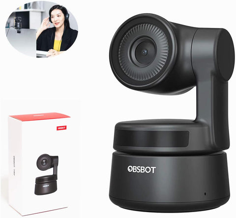 OBSBOT Tiny 1080P Webcam with Microphone AI Tracking Auto-Exposure Gesture Control, USB Streaming Web Camera for Laptop MAC Desktop PC Online Meeting Classes, Plug and Play, for Zoom Skype YouTube