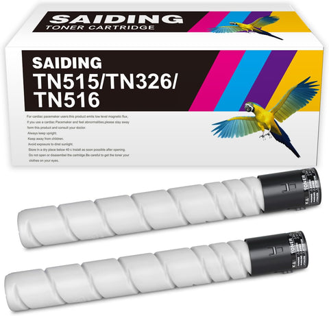 SAIDING Compatible Toner Cartridge Replacement for TN326 TN515 TN516 A9E8030 AAJ7030 AAJ6030 to use with Konica Minolta Bizhub 458E 558E 658E 368E 308E High Yield 24400 (2 Black)