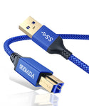 AkoaDa USB A to USB B 3.0 Cable (10FT), Durable Nylon Braided Type A to B Male Cable Compatible with Printers, Monitor, Docking Station, External Hard Drivers, Scanner, USB Hub and More Devices(Blue)