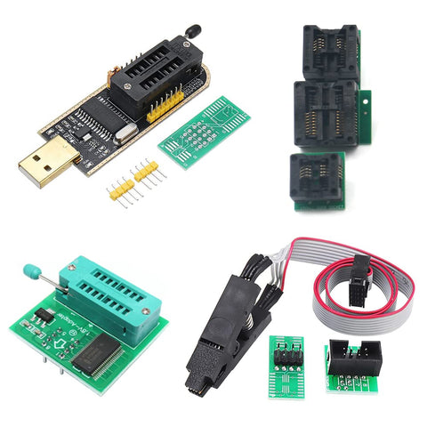 Sinkr CH341A USB Programmer Module for 24 25 Series EEPROM Flash BIOS LCD Wrtie/Read,with SOIC8/SOP8 Test Clip and Socket Adapter,UART,SPI,i2C Communication Tool(Kit D)