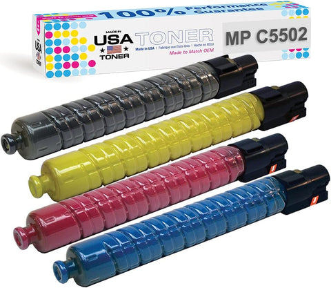 MADE IN USA TONER Compatible Replacement for Ricoh Aficio Savin Lanier MP C4502 MP C5502 841679 841680 841681 841682 - (Black Cyan Magenta Yellow, 4 Pack) Black 31,000 - Color 22,500 Pages