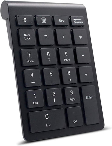 Bluetooth Number Pad, 2.4GHz Wireless Connection Portable Numeric Keypad Multi-Function 22 Keys Ergonomic Tilt Design Scissor Switch Keypad for Tablet Laptop Notebook PC Desktop