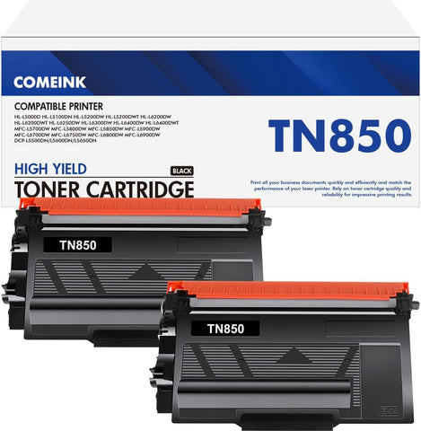 TN850 TN-850 Toner Cartridge 2-Pack: Compatible Toner Cartridge Replacement for Brother TN 850 TN820 High Yield Black for HL-L6200DW MFC L5850DW L5900DW MFC-L5900DW HL-L5100DN MFC-L5850DW Printer