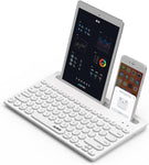 NACODEX 79 Key Multi Device Bluetooth Keyboard with Cute Round Keycap | Integrated Stand | Thin Portable Wireless Keyboard Support 3 Device for Smartphone Tablet iPad Laptop PC, White