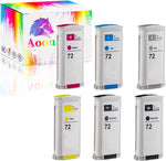 Aoou Compatible HP72 Ink Cartridges High Yield with Latest Chips 6 Packs for HP72 HP 72 Work with HP DesignJet T1100 T1120 T1200 T1300 T2300 T610 T620 T770 T790 T795 Printer