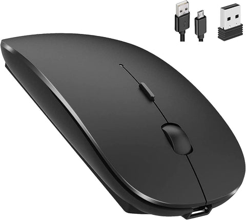 Bluetooth Mouse for iPad Pro iPad Air Rechargeable Bluetooth Wireless Mouse for MacBook pro MacBook Air Mac Laptop Chromebook Windows Laptop Desktop Computer HP PC DELL (Black)