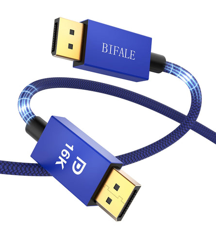 BIFALE VESA Certified 6.6FT DisplayPort Cable 2.1, 16K DisplayPort Cable 2.0 Supports HDR, DSC 1.2a, 80Gbps,16K@60Hz, 8K@120Hz, 4K@240Hz / 165Hz / 144Hz, 2K@360Hz for FreeSync G-Sync Gaming Monitor