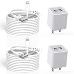 iPhone Charger, 2Pack 10FT Extra Long?Apple MFi Certified? iPhone Charging Lightning Cable Fast Transfer Cord with USB Wall Apple Chargers Travel Plug Adapter for iPhone 13/12/11/SE 2020/X/XR/8/7