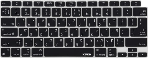 XSKN Israel Hebrew English Language Silicone Keyboard Cover Skin Compatible with 2020 New MacBook Air 13-inch with Touch ID and M1 Chip A2337 A2179 Laptop Keyboard (EU US Layout, Black),LPK359HEBK