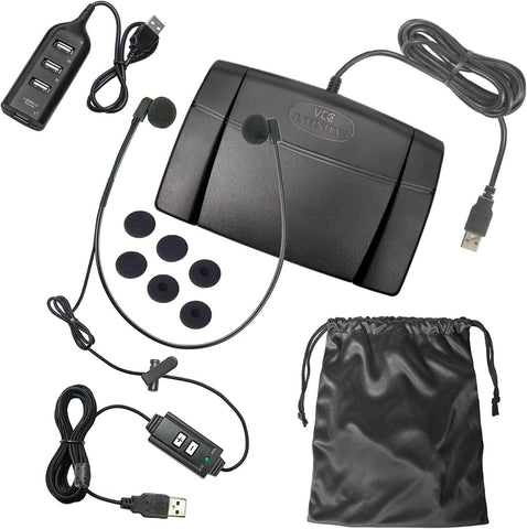 ECS USB Audio Transcription Headset with Infinity-3 USB Foot Pedal - Includes USB Hub and Ear Cushions