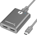 SABRENT Thunderbolt 3 to Dual HDMI 2.0 Display Adapter for Windows or Mac | up to 4K Resolution at 60Hz | Detachable Cable with Screw-in Lock (TH-S3H2)