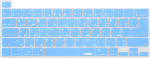 XSKN Arabic Language Silicone Keyboard Skin Cover Compatible with 2019 2020 Released 16-inch 13-inch MacBook Pro Touch Bar and ID A2141 A2289 A2251 A2338 M1 Chip (EU US Layout, Blue) LPK340HEBL