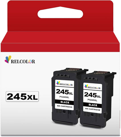 Relcolor 245XL Ink Cartridge Black Combo for Cannon MX490 MX492 MG2522 TS3100 TS3122 TS3300 TS3322 TS3320 TR4500 TR4520 TR4522 MG2500 Printer Canon PG 243 245 XL Higher Yield 2 Pack