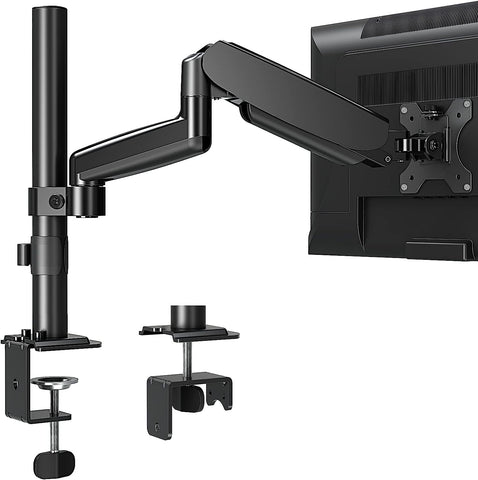 MOUNT PRO Single Monitor Mount Stand, Gas Spring Arm Height Adjustable Monitor Desk Mount, VESA Bracket for 17 to 32 Inch Computer Screen- Holds up to 17.6lbs with Clamp, Grommet Mounting Base