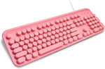 Attoe Wired Keyboard, Compact Full Size Wired USB Keyboard Cute Ergonomic Computer Keyboard - Smooth Typing Works with Mac Laptop PC Windows 10/8 / 7 / Vista/XP (Pink)