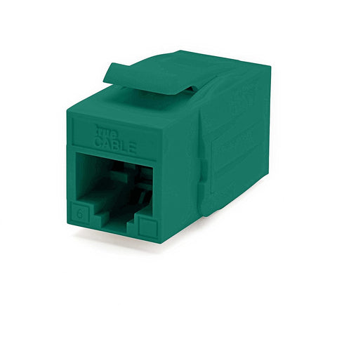 trueCABLE Cat6 Keystone Jack Coupler, Unshielded (UTP), PoE++ (4PPoE), UL Listed, ETL Verified, ANSI/TIA 568-2.D Cat 6 Performance Compliant, Female to Female RJ45 Couplers, Green, 6 Pack