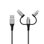 Tera Grand - Universal 3-in-1 Sync & Charge Cable with Lightning/USB-C/Micro USB Connectors, 4 FT for iPhone 14/13/12/11 Pro Pro Max Mini, X/XS/XR, Android Phones and More