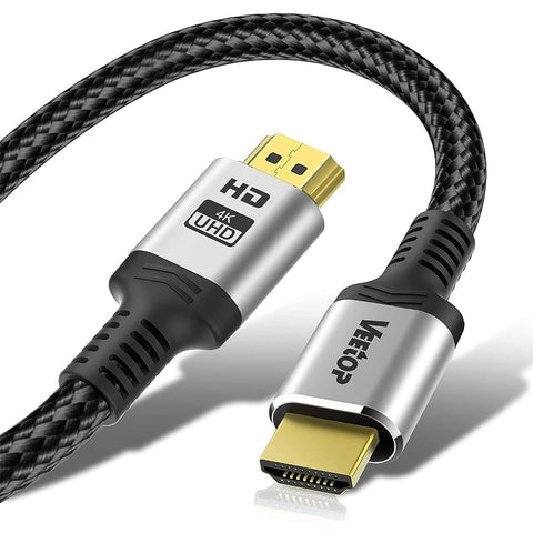 Veetop 4K HDMI Cable (15 ft), Ultra High Speed HDMI to HDMI 2.0 Cable, 4K@60Hz, 2160P, 1080P, HDR, 3D, ARC, Ethernet, Compatible with TV Monitor Computer Xbox PS5 PS4 Xbox Blu-ray (15ft)