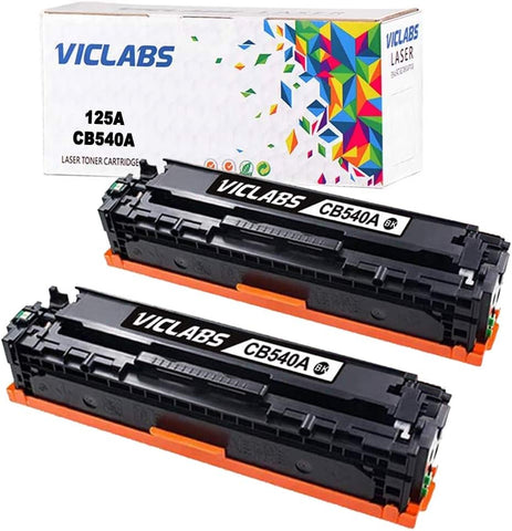 VicLabs Compatible CP1215 Toner Cartridge,Replacement for HP 125A CB540A Black Toner Cartridges Fits for HP CP1215 CP1518ni CM1312nfi CP1515n CM1312 CP1513n,2Pk Black