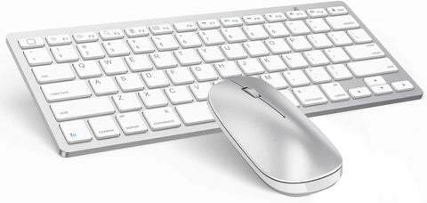 OMOTON Bluetooth Keyboard and Mouse for iPad (iPadOS 13 and Above), Wireless Keyboard and Mouse Compatible with iPad 10.2, iPad Pro 12.9/11.0, and Other Bluetooth Enabled Devices, Silver White