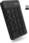 Macally Wireless Number Pad for Laptop - Slim 2.4G USB Number Keypad - 18 Key Rechargeable Numeric Keypad with USB Receiver for Data Entry - 10 Key Numpad Keyboard for Mac, MacBook - Black