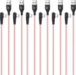 Smays 90-Degree Angle USB C Cable Bulk 6-Pack, 6 ft TPE Pink