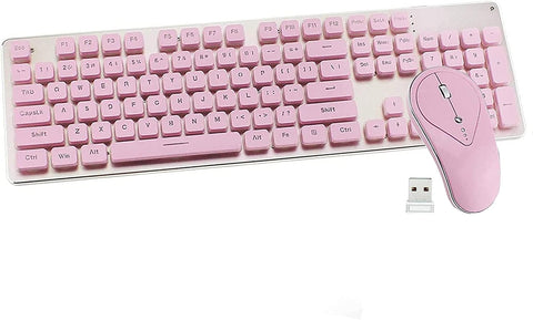 Rechargeable 2.4G Wireless Keyboard and Mouse Combo, Luminous Mute Keyboard Mouse for Office Gaming Laptop PC Home Use (Pink with White Light)