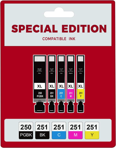 Ankink mx922 Ink cartridges Compatible Canon 250 251 XL PGI-250XL CLI-251XL Ink Cartridge Fit for PIXMA MX920 IX6820 MG7520 IP8720 MG5520 MG5420 IP7220 MG6320 Printer PGI250 CLI251? 5 Pack Combo