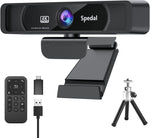 Spedal 4K UHD Webcam with Built-in AI Noise Reduction Dual Microphones,120° Wide Angle Zoomable Webcam with Remote and Software Control for Conferencing/Streaming/Online Teaching/Video Calling