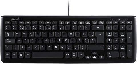 Perixx PERIBOARD 208B ES, Teclado compacto con Cable - USB - Negro - QWERTY Español