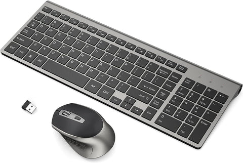 Wireless Keyboard Mouse Combo, J JOYACCESS Ergonomic and Cordless Keyboard and Mouse Set for PC,Windows, Computer, Laptop, Desktop, Chromebook,Mac-Grey