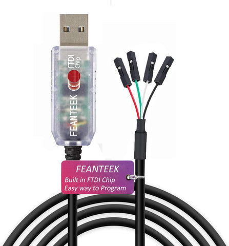 Feanteek USB to TTL Cable Adapter Uart USB Converter FTDI USB Serial Cable for Raspberry PI Debug Windows 10