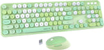 UBOTIE Colorful Computer Wireless Keyboards Mouse Combos, Typewriter Flexible Keys Office Full-Sized Keyboard, 2.4GHz Dropout-Free Connection and Optical Mouse (Green-Colorful)