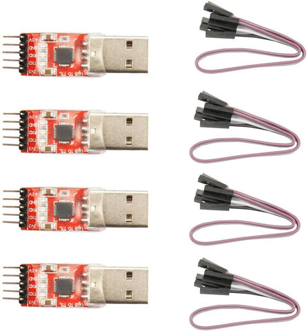 Ximimark 4Pcs USB 2.0 to TTL UART 5PIN Module Serial Converter CP2102 STC PRGMR Free Cable