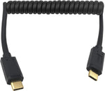 Qaoquda Coiled USB 3.1 Type C Cable, USB Type C (USB-C) Male to Male Coiled Spring Spiral Cable, 3A 10Gbps Fast Charging, Data Extension Cable, Stretched 1.2m (M/M)