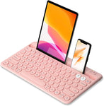 Samsers Multi-Device Bluetooth Keyboard, Rechargeable Wireless Bluetooth 5.1 Keyboard with Integrated Stand, Support 2 Devices for Smartphone Tablet iPad Laptop MacBook PC iOS Android Windows - Pink