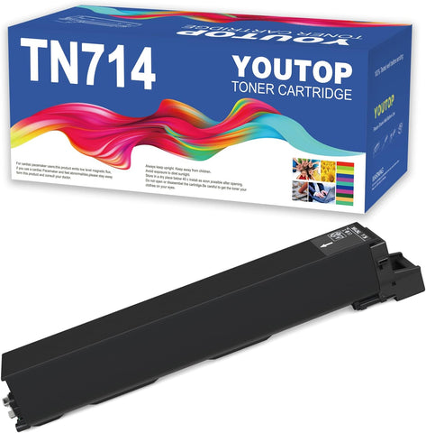 YOUTOP 1PK TN-714 TN714 (ACYP030) Black Toner Cartridge Compatible for Konica Minolta bizhub 750i