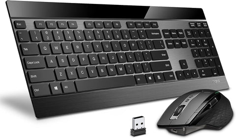 RAPOO Wireless Keyboard and Laser Mouse Combo,Multi Device (Bluetooth 4.0+3.0+2.4G) Keyboard and Mouse Set,Ultra-Slim Computer Keyboard Compact Design for Windows/Android/Mac OS