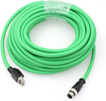 HangTon Ethernet Cable M12 4 Pin D-Coded Male to RJ45 Cat5e Shielded High Flex Industrial Network 10m