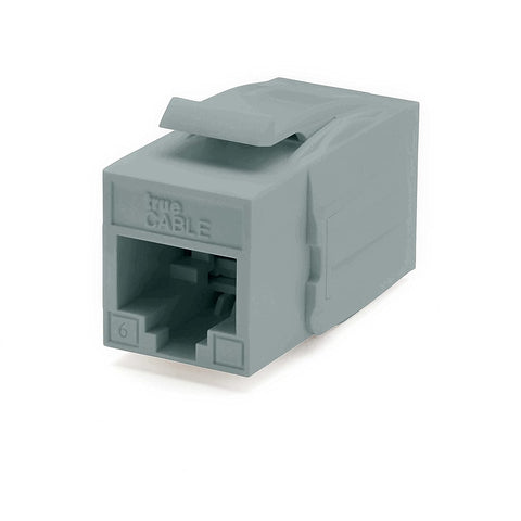 trueCABLE Cat6 Keystone Jack Coupler, Unshielded (UTP), PoE++ (4PPoE), UL Listed, ETL Verified, ANSI/TIA 568-2.D Cat 6 Performance Compliant, Female to Female RJ45 Couplers, Gray, 12 Pack