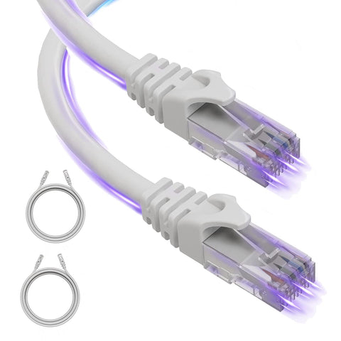 InstallerCCTV Ethernet Cable Cat5E Shielded(FTP) Booted 3Ft 2-Pack, Network Patch Cord, RJ45 24 AWG 100% Copper Category 5E LAN Cable Light Grey