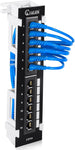 NewYork Cables Cat6A 12 Port Patch Panel with Back Bar, Cable Ties & Screws | Unshielded Vertical 1U Wall Mount Ethernet Punch Panel | Included 89D Bracket | (RJ45 Network Patch Panel)