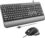 Wired Keyboard and Mouse Combo,Full-Sized Ergonomic Keyboard Mouse, 3 DPI Adjustable USB Keyboard and Mouse,Quiet Click for Computer/Laptop/Windows/Mac