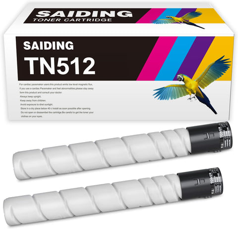 SAIDING Compatible Toner Cartridge Replacement for Konica TN512 A33K132 to Use with Minolta Bizhub C454 C454e C554 C554e Printer (2 Black)