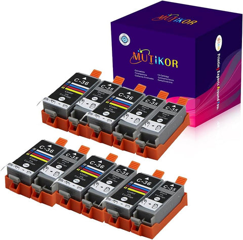 Mutikor Compatible Ink Cartridge Replacement for Canon PGI 35 CLI 36 PGI35 CLI36 Use with Canon Pixma iP110 Pixma iP100 Pixma Mini260 Mini320 Pixma TR150 (6 Black 5 Color) 11 Pack