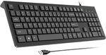 Computer Keyboard Wired, Plug Play USB Keyboard, Low Profile Chiclet Keys, Large Number Pad, Caps Indicators, Foldable Stands, Spill-Resistant, Anti-Wear Letters for Windows Mac PC Laptop, Full Size